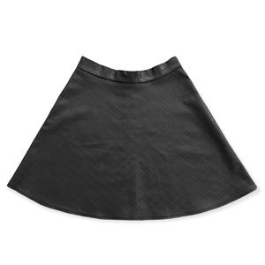 Black Quilted Skirt Faux Leather Mini Skater Circle Skirt Size Small